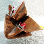 VPFFOBJa-$75,Copper Pinwhell Flower Objet d'Art,2inx2in,$75